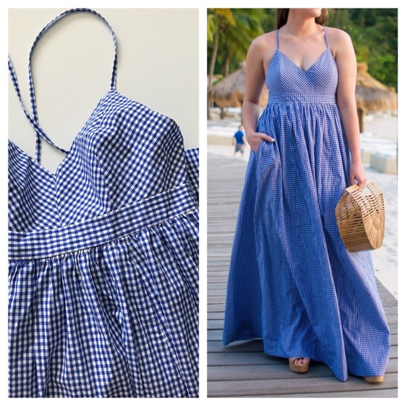 j crew gingham maxi dress